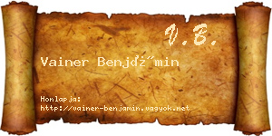Vainer Benjámin névjegykártya